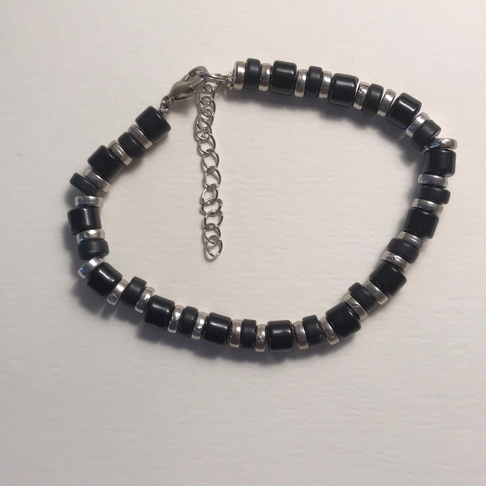Black and silver beaded bracelet